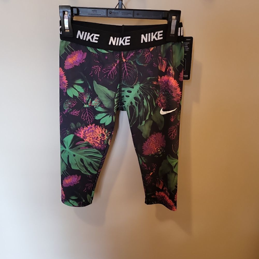 Nike pants, NWT, 6X, floral, pink, black, green